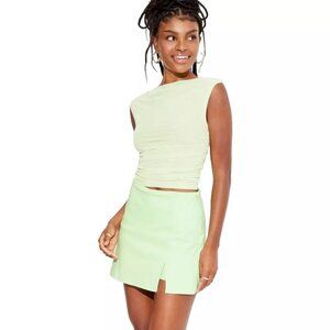 NWT Wild Fable XL Sage Green High Rise Bodycon Mini Skort Built-in Shorts Zip